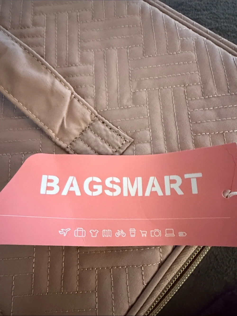 BAGSMART Quilted Travel Makeup Train Case Organizer Blush Pink NWT